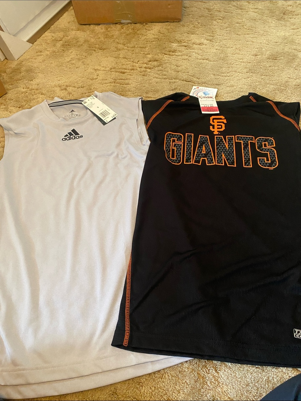 Adidas  men’s White Sleeveless Athletic Top and giants sleeveless tops
